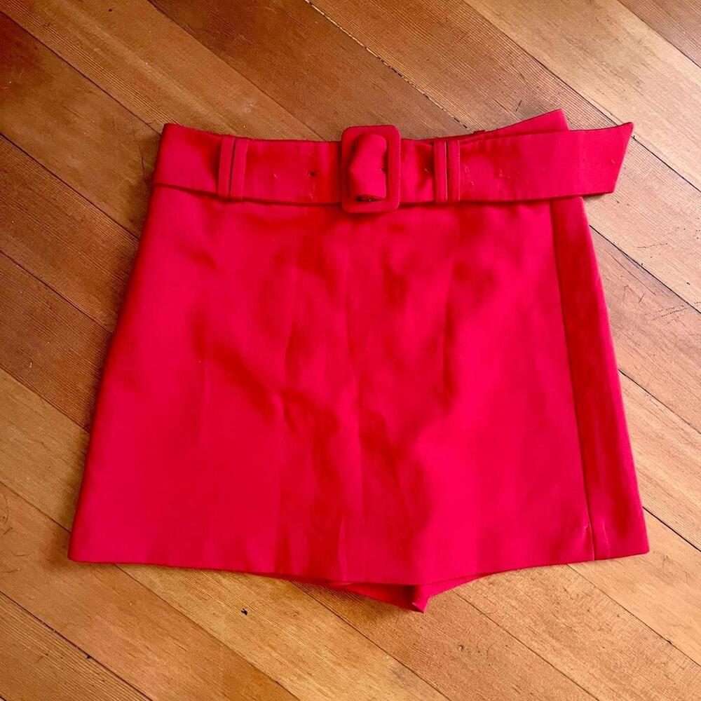 Stradivarius Red High Waisted Skort, Size 4